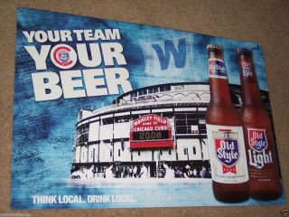 Old Style Beer 2008 Chicago Cubs Wrigley Field Tin Tacker Sign Mint