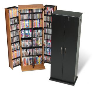 Oak Grande Media Storage Cabinet w Lock Locking New 64 Tall DVD CD PP