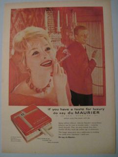 1950s Vintage Du Maurier Cigarette Girl Red Room Ad