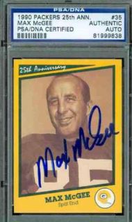 Max McGee Autograph 1990 Packers PSA DNA Signed