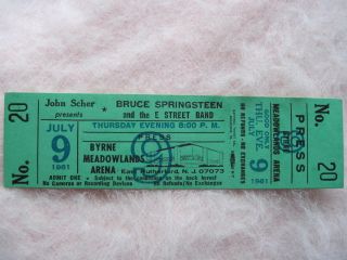 Bruce SPRINGSTEEN7 9 81NJ Meadowlands Full Press Ticket