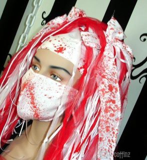 Red White Zombie Apocalypse Surgical Mask Medical Cyber Rave
