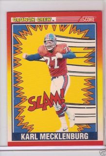 NFL Score 1990 Trading Card Karl Mecklenburg 551