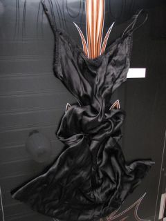 Couture Designer Megan Park Black Silk Slip Dress Tulle Net Trim New