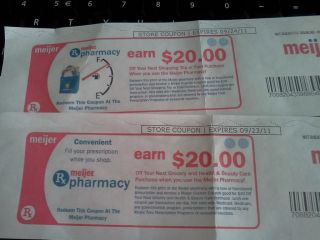 Meijer Pharmacy Coupon $20 One Coupon