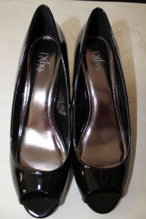 Diba Melania Black Patent Leather Open Toe Heels Womens Size 10