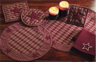 Victorian Heart Burgundy Star Country Cottage Kitchen Fabric Trivet