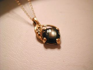 Elegant 14k Gold Necklace Star Sapphire Diamond Pendant