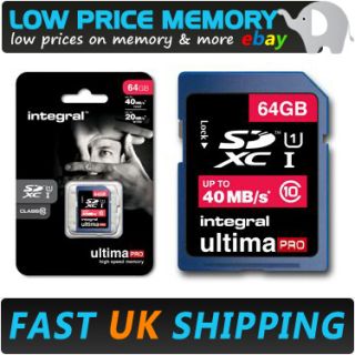 Integral 64GB Ultima Pro SDXC Memory Card 40MB s SD SDHC Class 10 UHS