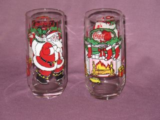 Coca Cola Coke McCrory Stores Santa Fireplace Glasses