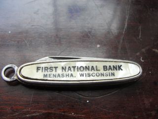 Pocket Knife First National Bank Menasha Vintage Old Wisconsin