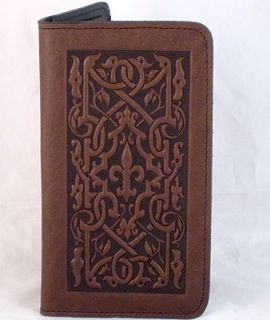THE MEDICI Oberon Design Leather CHECKBOOK COVER holder chocolate