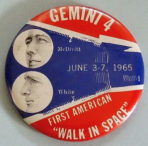 Vintage Gemini IV McDivitt White Walk in Space Large Pinback