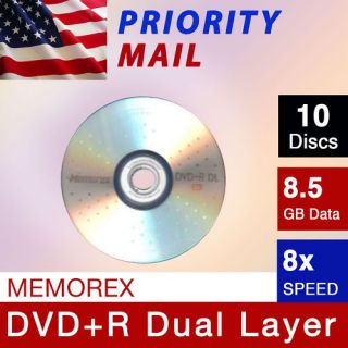 10 PC Memorex Dual Double Layer DVD R DL 8x Blank