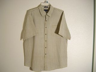 Mens Redsand Button Front Casual Shirt Short Sleeve Plaid Size L