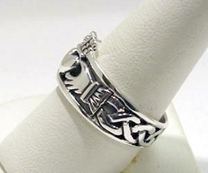 Silver Buffy Promise Mens Irish CLADDAGH RING Celtic Knot Band Size 11