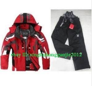 RED Mens ski suit Jacket Coat + Pants snowboard Clothing. M XXL.EMS