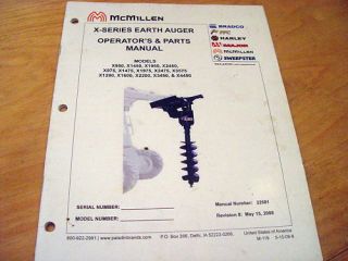 McMillen x Series Earth Auger Operators Parts Manual