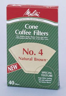 Melitta 4 Cone Coffee Filters 40 Count Natural Brown