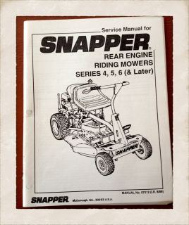 Service Manual for Snapper Commerical Extra Tough Riding Mower 06072