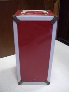 Collectible 1950s Red White Metal Doll Trunk Case