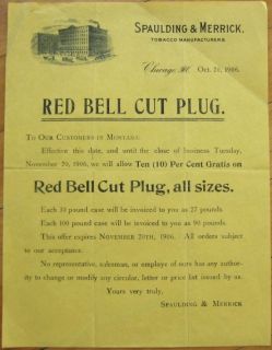1906 Ad Spaulding Merrick Red Bull Cut Plug Tobacco