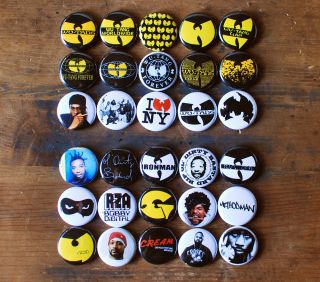 30 x 1 Wu Tang Clan Buttons Pins Method Man ODB Raekwon U God RZA GZA
