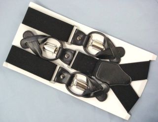 Mens Luxury Button Clip Adjustable Leather Braces