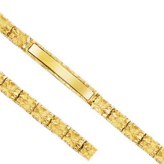 Mens Nugget ID Plate Bracelet in 10K Solid Yellow Gold 7 5 6 5mm 10