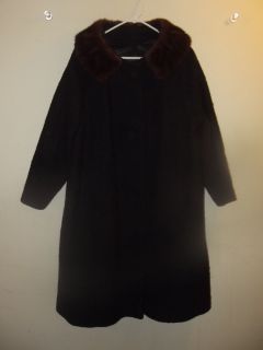 Designed by Michel Daniel Paris France Black Vintage Coat with Brown