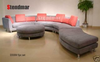 4pc Modern Round Sectionals Gray Microfiber Sofa S506MG