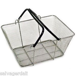 Lot of 12 New Large Clear Wire Mesh Shopping Baskets