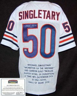 Mike Singletary Autographed Bears Custom Pro Style Jersey  Mounted