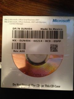 Microsoft Office Small Business 2007 Two CD Sleeve Packaged and SEALED