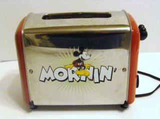 Disney Mickey Mouse Red Chrome Toaster for Parts or Repair not Working