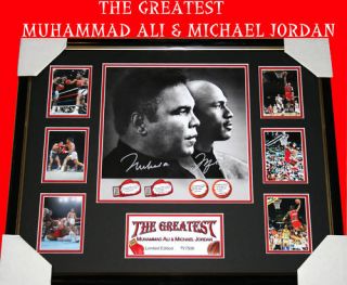 The Greatest Muhammad Ali N Michael Jordan Signed Frame