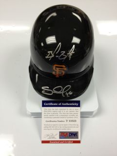 Pablo Sandoval Brandon Belt Signed Mini Helmet PSA DNA COA SF Giants