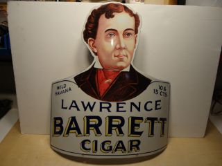 Rare Curved Lawrence Barrett Cigar Store Sign 10 15 cents Mild Havana