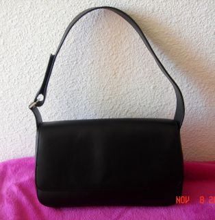 ANN TAYLOR womens black genuine leather purse handbag shoulder bag euc