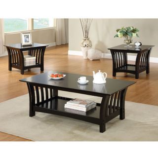 Milford Black Finish Coffee Table End Table Set