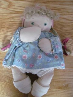 Jan Shackelford Cloth Doll w pink hat blue eyes pig tails 1991 Mint