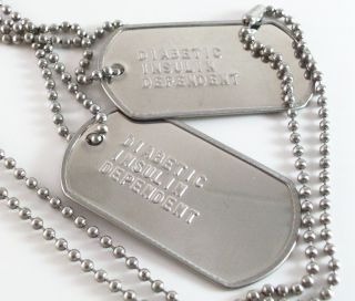 Insulin Dependent Necklaces Medical ID Alert Military Dog Tags