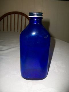 Phillips Milk of Magnesia Glass Bottle Blue w Lid GUC