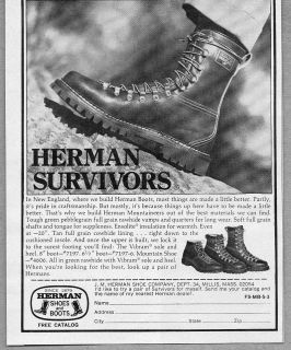 1975 Vintage Ad Herman Survivors Shoes and Boots Millis MA