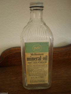 Vintage McKesson 16 oz Mineral Oil Bottle Medicine Jar Apothecary