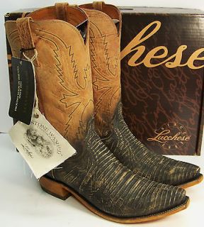 Lucchese Mens Cowboy Boot 12 D Lizard Skin N3004.54 Made in USA New in