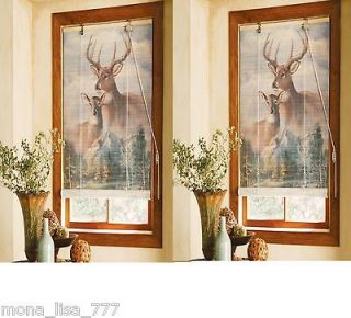 NEW SET OF 2 BAMBOO 40L DEER WINDOW BLINDS CABIN HUNTING ANIMAL