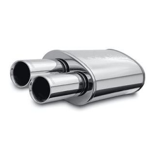 Muffler with Tip 2.25 Inlet/Dual 3 Outlet Stainless Polished
