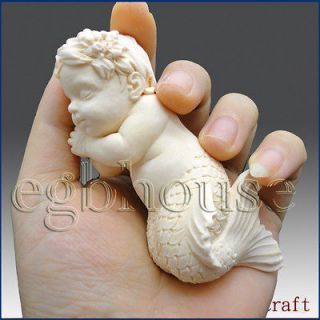 3D Silicone Soap Mold   Lifelike Baby Mermaid(2 parts mold) free