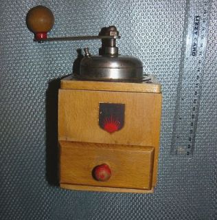 50s vintage retro Hungarian wooden coffee maker grinder